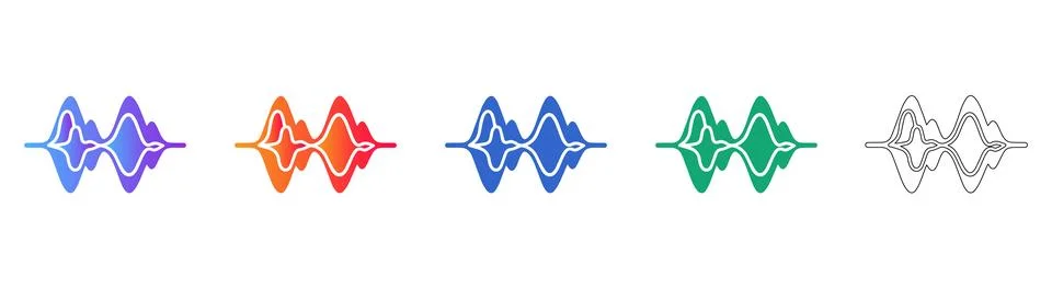 Dynamic Audio Frequency Waveforms Collection Stock Illustration