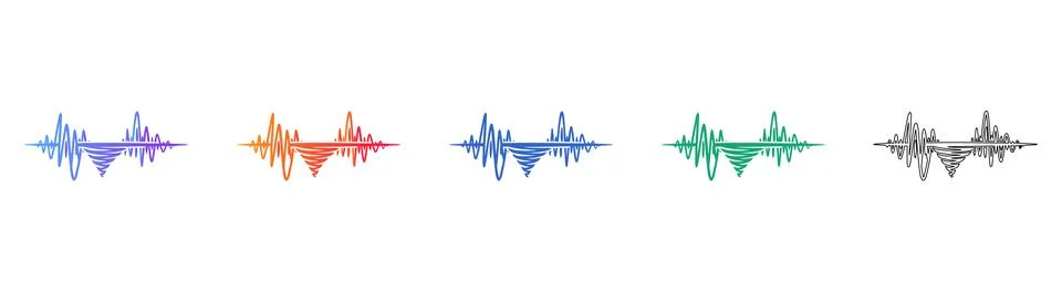 Dynamic Audio Sound Wave Frequency Icon Set Stockillustratie