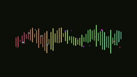 Dynamic Audio Visualizer Displaying Colorful Sound Waves and Pulsating Dots.. Stock Footage 339184986
