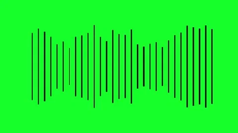 Dynamic audio waveform animation on green screen, digital sound frequency v.. Stockbeeldmateriaal 333829978
