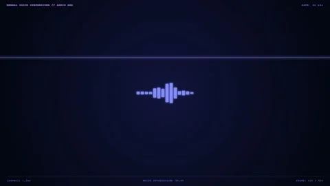 Dynamic Audio Waveform Visualization in a Neural Voice Synthesizer Interface Stock Footage 347628992