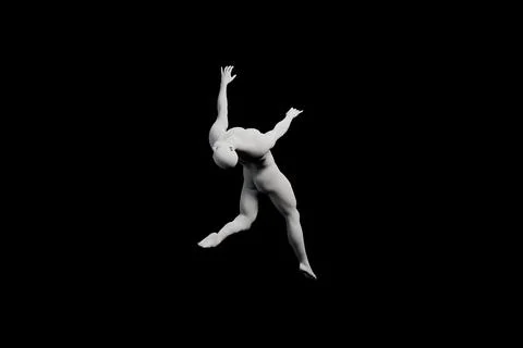 Dynamic backflip figure model in black studio Stock Illustration