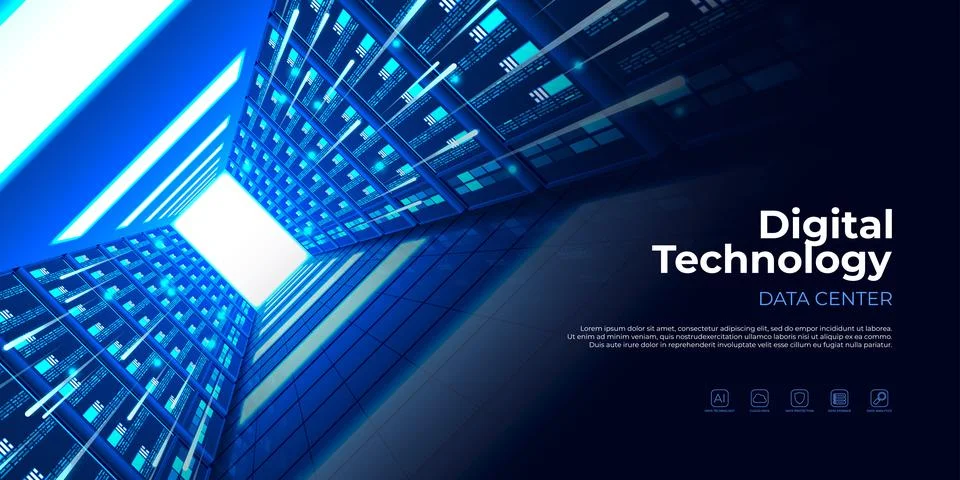 Dynamic Background with Data Center Stock Illustration
