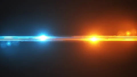 Dynamic background featuring bright orange and blue light flares from both sides Stock-Footage 309450934