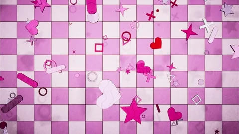 A dynamic background featuring a pink and white checkered geometric pattern, loo Stock Footage 339397835