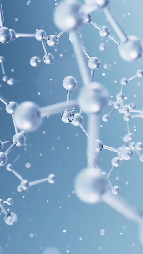 Dynamic background loop of blue molecular structure playback Video stock 335131129