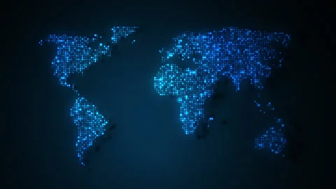 Dynamic background map of the world in digital stylization . technology conce Stock Footage 168570148