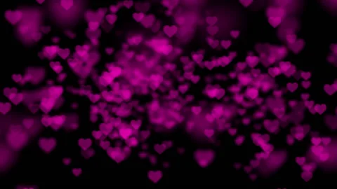 Dynamic background with pulsating with pink hearts on a black background Stock Footage 169960557
