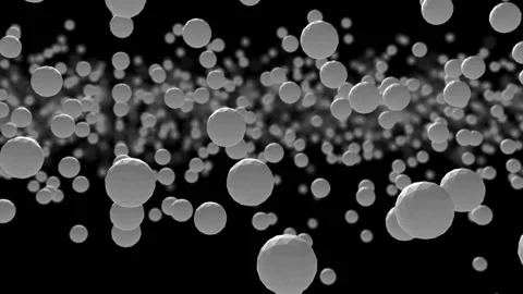 Dynamic background of randomly moving gray spheres in space on a black backgr Stock Footage 170864003