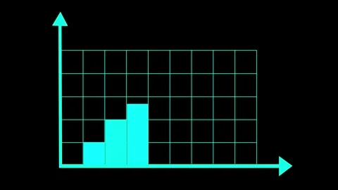 Dynamic bar graph animating on black background, showing data growth with g.. Stock Footage 340001046
