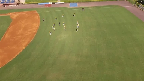 Dynamic Baseball Training Aerial Drone Shot Stock Footage 69827144