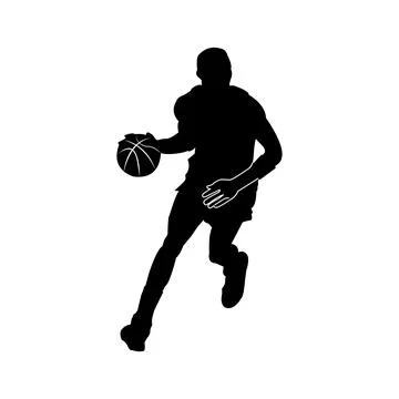 Dynamic Basketball Dribble Silhouette Vector Stock Illustration