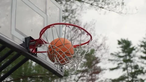 Dynamic Basketball Shot Sequence Near the Hoop in an Outdoor Setting with 스톡 동영상 314576609