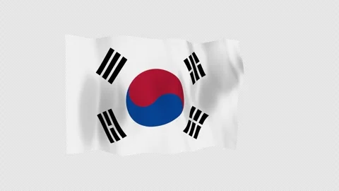 Dynamic Billowing South Korea Loop Alpha Channel Stockbeeldmateriaal 342822748