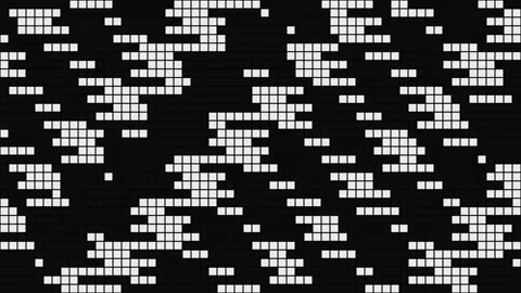 Dynamic binary data flow with white pixels on dark screen Stock Footage 335885419