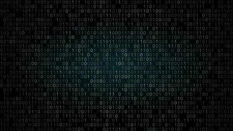 Dynamic binary field animation with flickering digits in green and teal hues cre Stock Footage 341328382