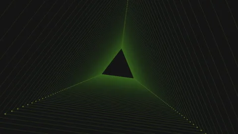 Dynamic black and green geometric pattern with central triangle Stock Footage 253969464