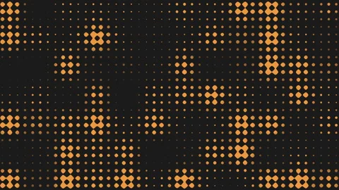 Dynamic black and orange geometric dot pattern forming a circle 動画素材 323434466
