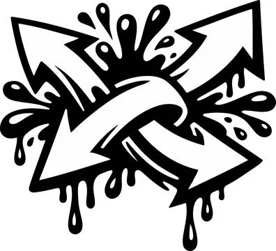Dynamic black and white graffiti style arrows illustration with ink splashes Stock-Illustration