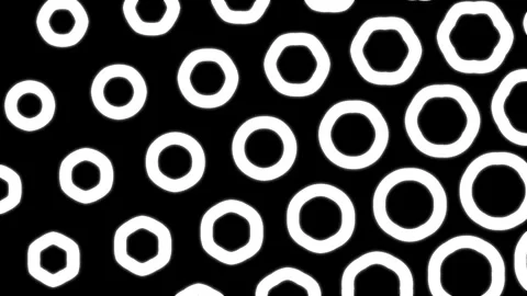 Dynamic Black and White Rings and Hexagons Pattern. Vídeos de archivo 308436306