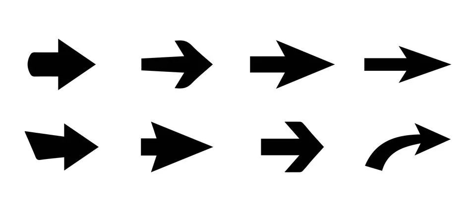 Dynamic Black Arrow Shapes Set Stock Illustration