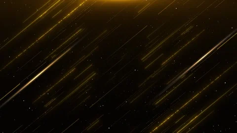 Dynamic black background golden diagonal light streaks, sparkling particles, mot Stock Footage 340401631