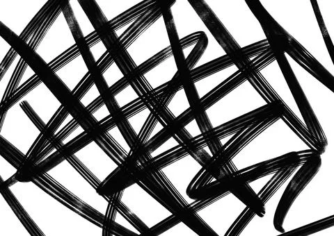 Dynamic black brush strokes on white 스톡 일러스트