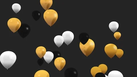 Dynamic Black, Gold, and White Balloons in an Infinite Loop Stock Footage 252200860