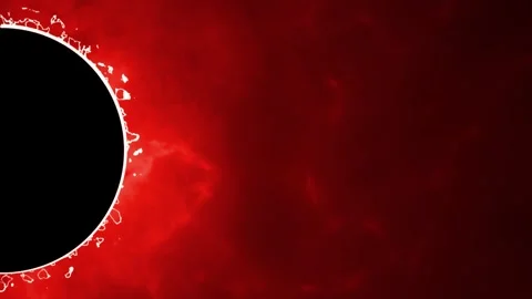 Dynamic black hole circle with glowing edge on fiery red abstract background Stock Footage 336180664