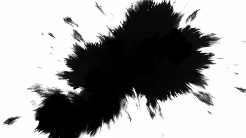 Dynamic Black Ink Splash on a Crisp White Background, Creating a Striking Visual Stock Footage 303703638