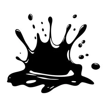 Dynamic black ink splash on white. Stock Illustration