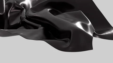 Dynamic black liquid fabric cloth movement creating abstract elegant Stockbeeldmateriaal 345145111