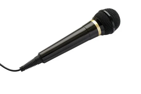 Dynamic black microphone isolate 스톡 사진