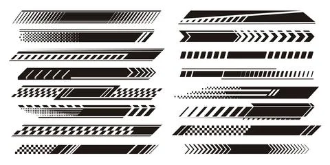 Dynamic black racing stripes with checkered design Stock Illustration