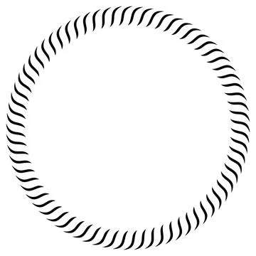 Dynamic black round frame featuring a continuous, wavy pattern Illustrazione stock