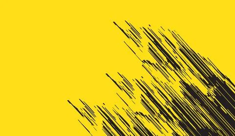 Dynamic black scratch lines on bright yellow background abstract design vector Stock Illustration