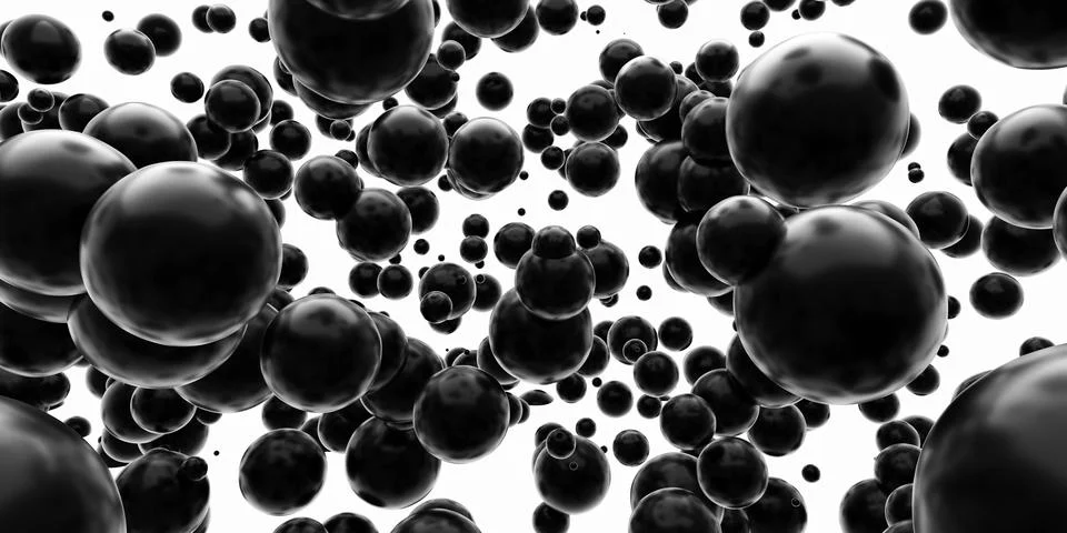 Dynamic Black Spheres on White Background Stock Illustration
