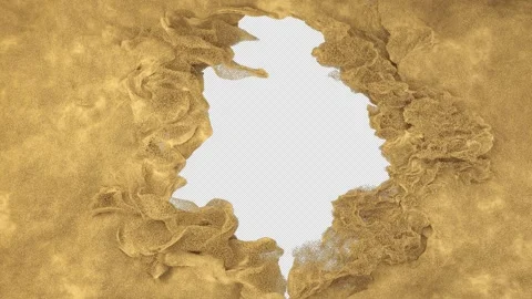 Dynamic Blowing Sand Center Wipe Alpha Stock Footage 314055171