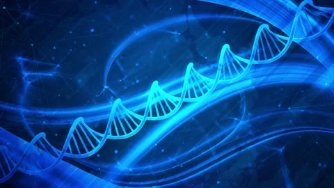 Dynamic Blue Abstract DNA Helix on Digital World Map Background Stock Footage 339050997