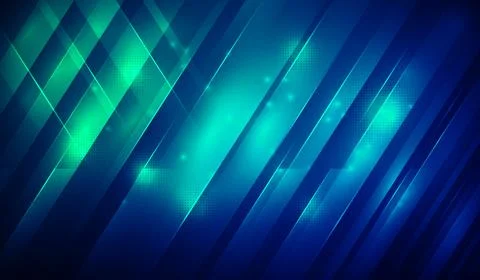 Dynamic blue and green geometric pattern with diagonal lines and glowing ef.. Stockillustratie