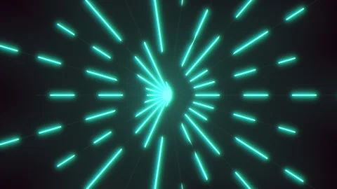 Dynamic blue and green light pattern moving towards center on black background Stock Footage 267064674