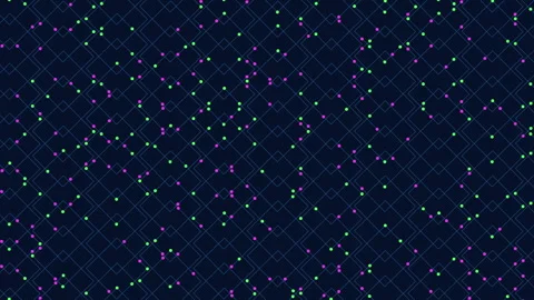 Dynamic blue and orange diamond pattern with small dots Stock Footage 292941813