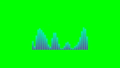Dynamic blue and purple audio waveform isolated on a bright green background Video stock 340904159