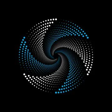 Dynamic blue and white dotted swirl circle Stock Illustration