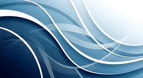 Dynamic blue and white wavy lines abstract background with modern flowing c.. Stock Illustration