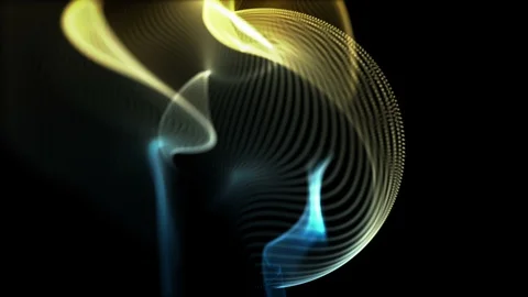 Dynamic blue and yellow lines in motion on a sphere surface Vidéo 106669796