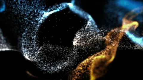Dynamic blue and yellow particles moving along a sphere surface Video stock 106670454