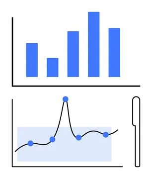 Dynamic Blue-Black Graphs Highlighting Data Trends and Statistical Analysis Stock Illustration