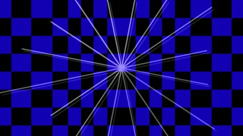 Dynamic blue checkered grid with radiating light bursts effect background Stock Footage 336168014