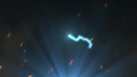 Dynamic blue electric lightning discharges radiating bright light beams amidst Stock Footage 345329531